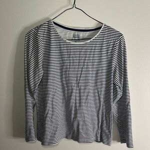 Croft & Barrow Black and White Striped Long Sleeve Tee